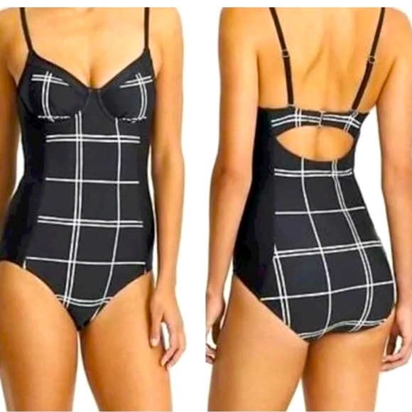 Athleta Black and White Lanikai One Piece Swim Suit 34 B/C Tall - Picture 3 of 3